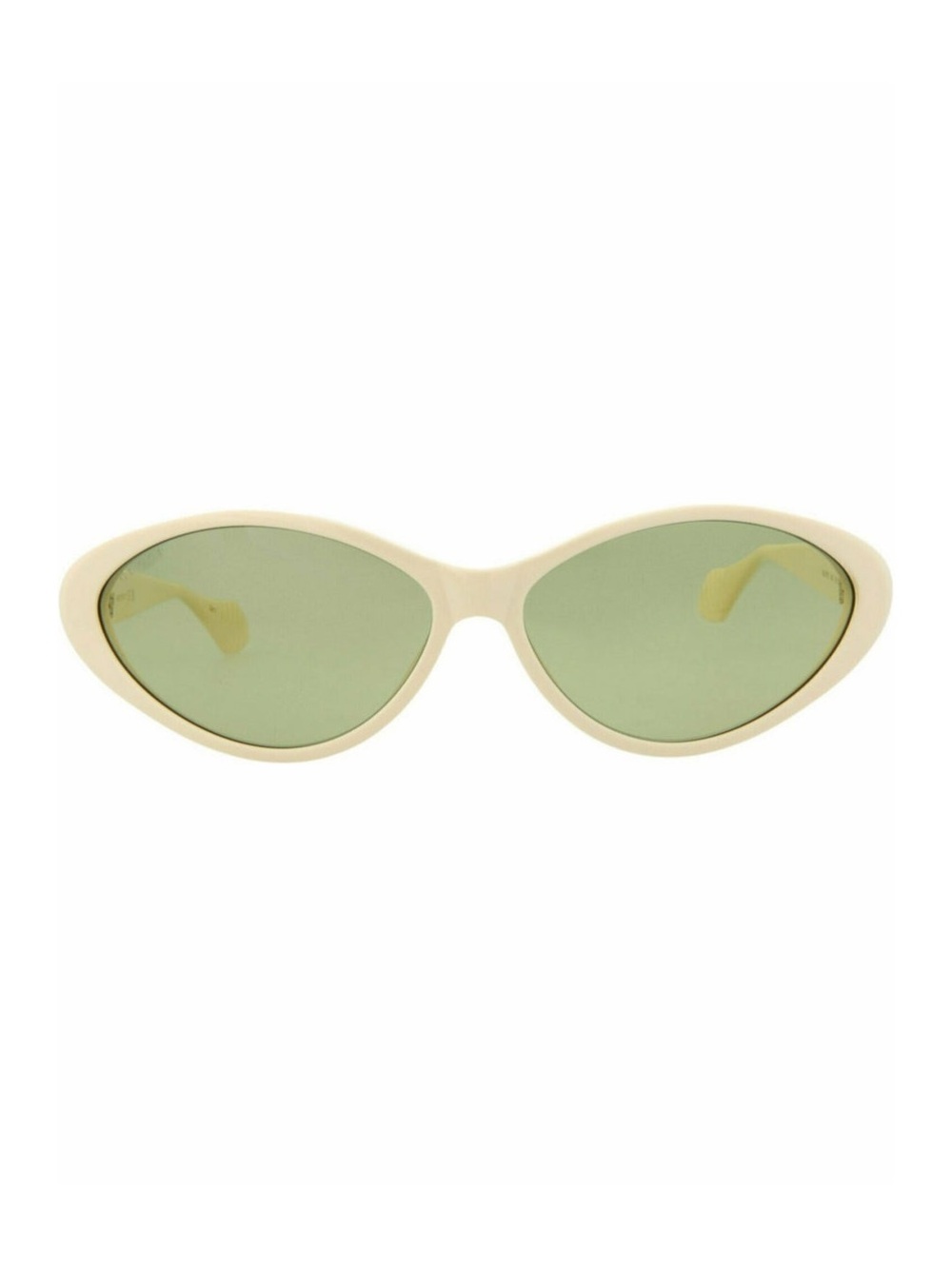 Gucci Cream Cat-Eye Sunglasses with Green Lenses